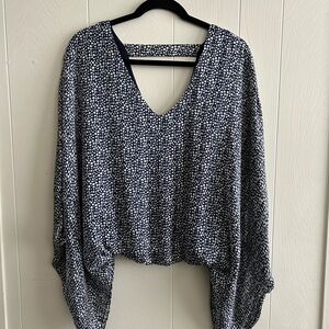 Navy Blue Patterned Women's Top